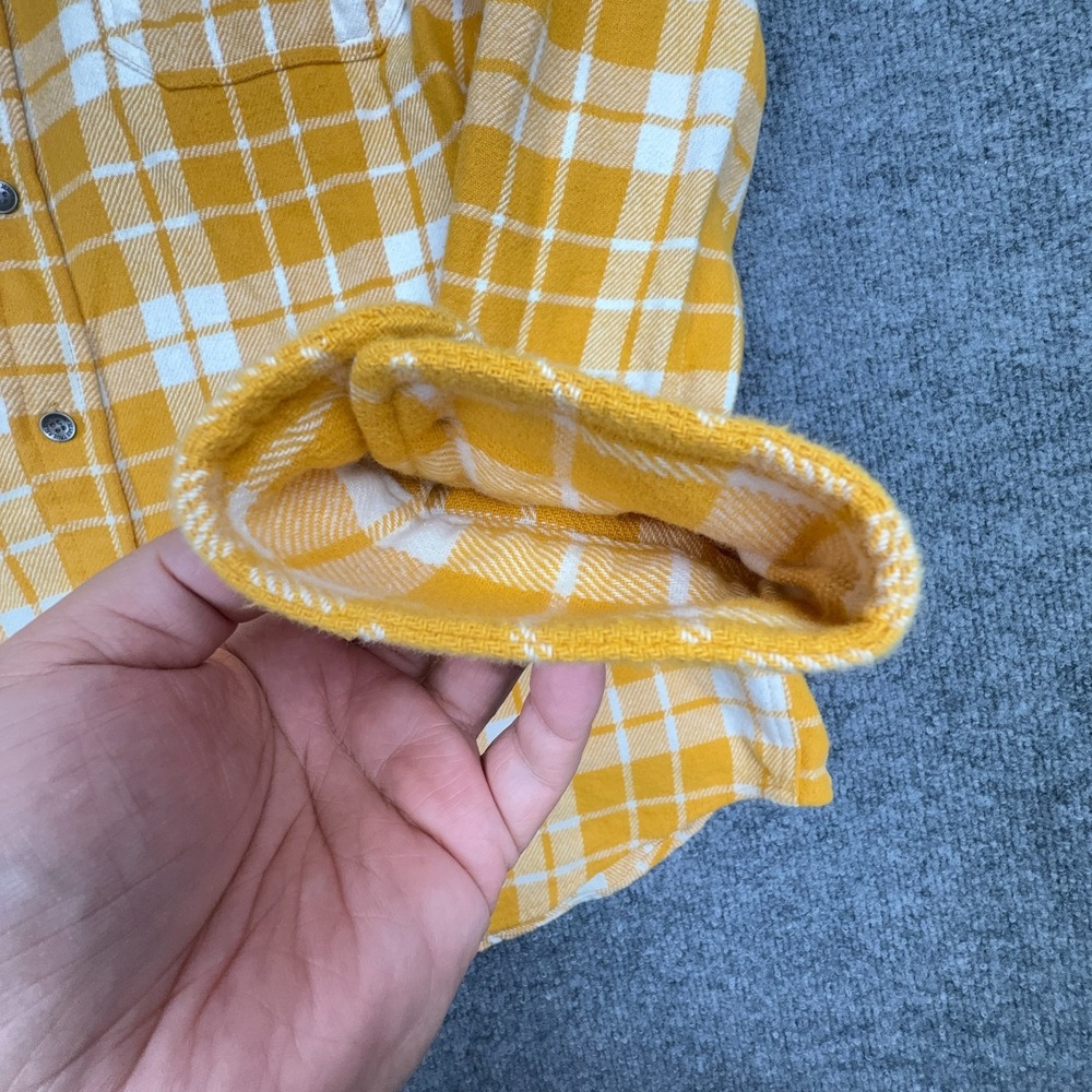 True Religion Plaid Flannel Shirt Men's XL Yellow Button Up Long Sleeve - Picture 7 of 14